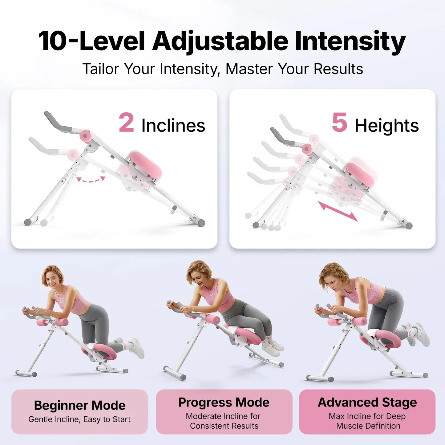 Summer Body Ready! 10-Level Adjustable Ab Trainer Foldable Home Gym Equipment
