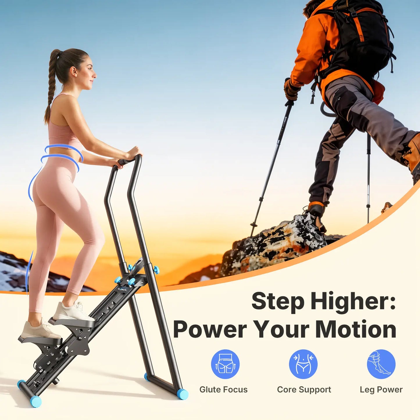 Summer Full-Body Shaping｜Quiet Vertical Stair Stepper with Adjustable Pedals 330LBS Capacity