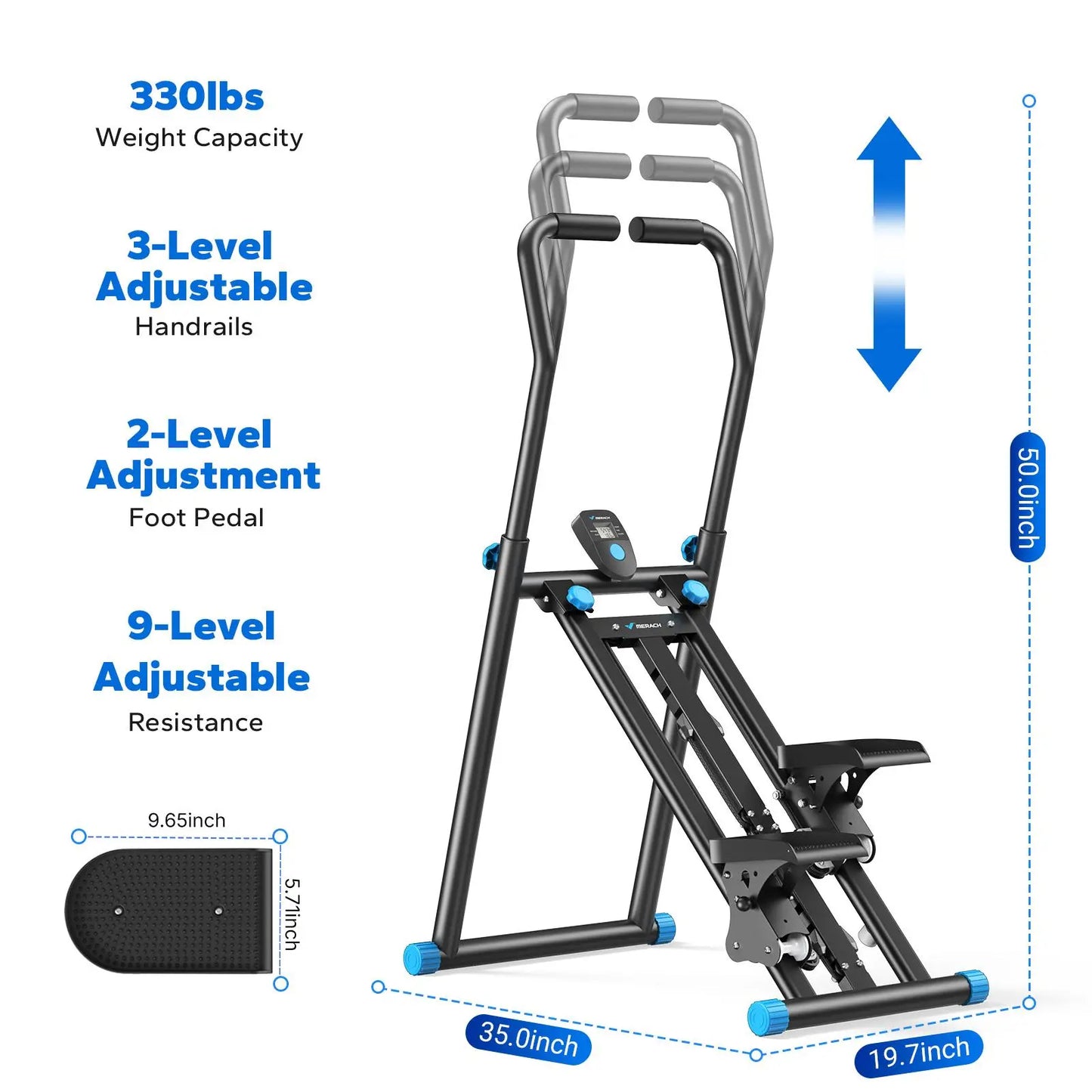 Summer Full-Body Shaping｜Quiet Vertical Stair Stepper with Adjustable Pedals 330LBS Capacity