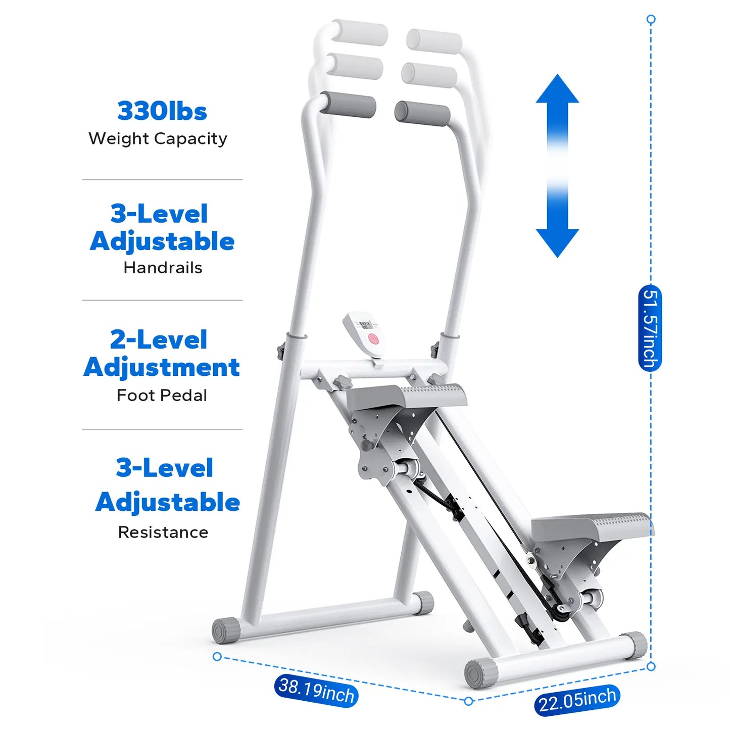 Summer Full-Body Shaping｜Quiet Vertical Stair Stepper with Adjustable Pedals 330LBS Capacity