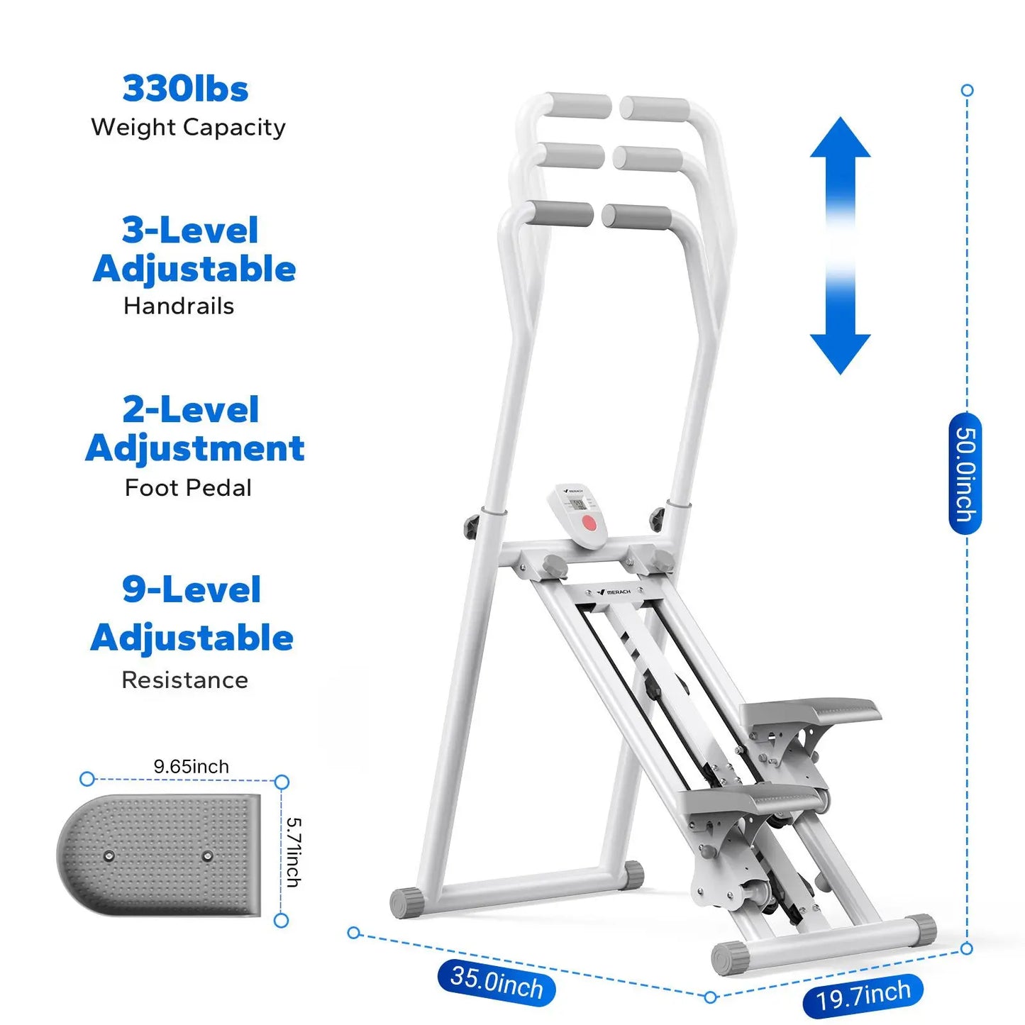 Summer Full-Body Shaping｜Quiet Vertical Stair Stepper with Adjustable Pedals 330LBS Capacity
